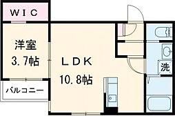 ＢＲＡＶＥ　ＢＡＳＥ戸島 1階1LDKの間取り