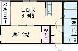 ＢＲＡＶＥ　ＢＡＳＥ戸島 2階1LDKの間取り