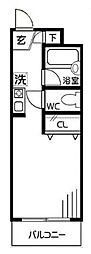 espoir小平 2階ワンルームの間取り