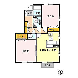 湘南新宿ライン高海 高崎駅 バス40分 東明屋下車 徒歩5分の賃貸アパート 1階2LDKの間取り