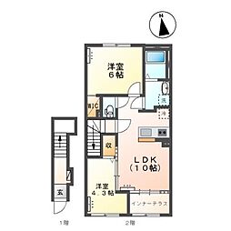 Rielis〜リエリス〜 2階2LDKの間取り