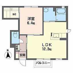 トリプルエイト 1階1LDKの間取り