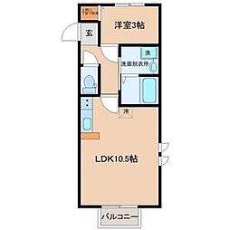 八木山弥生町新築アパート 1階1LDKの間取り