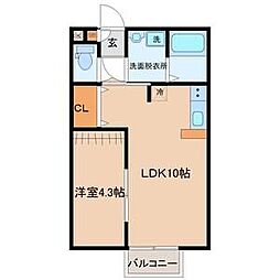 八木山弥生町新築アパート 1階1LDKの間取り