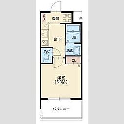 スプランディッド元町山手 5階1Kの間取り