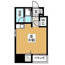 アーバンハイツ桜ヶ丘 4階ワンルームの間取り