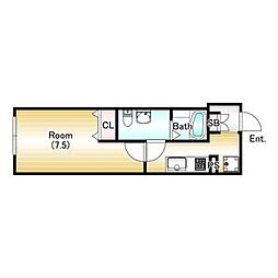 エクスフォート板橋 3階1Kの間取り