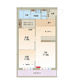 ハートフル　ウェルビング 2階2LDKの間取り