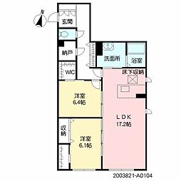 エヌ・ステータス国府 1階2LDKの間取り