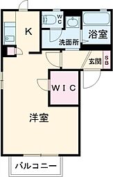 ラビアンローズIII　Ｂ棟 2階ワンルームの間取り