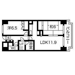 グリーンキャピタル長町II 4階2LDKの間取り