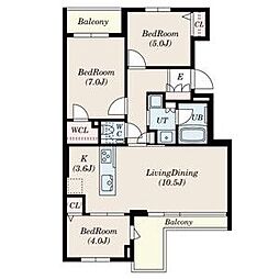 ロイヤルシーズン新宿柏木　503号室 5階3LDKの間取り