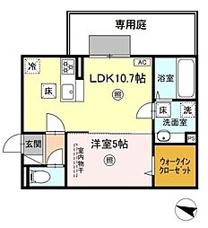 MER行事　A棟 105 1階1LDKの間取り