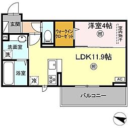 MITE行事　A棟 3階1LDKの間取り