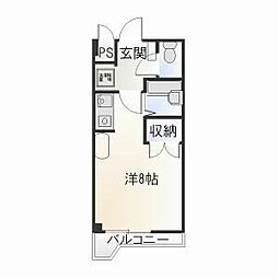 グランデュール56 3階ワンルームの間取り