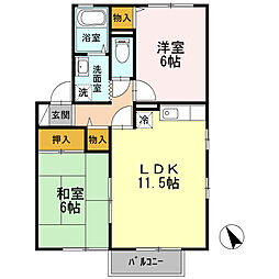 スターライト中央　B棟 2階2LDKの間取り