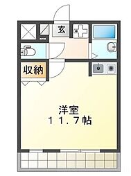 ウイングコート伊奈 3階ワンルームの間取り