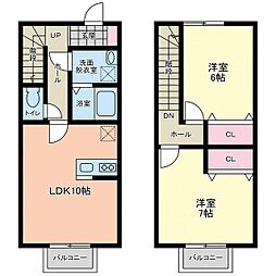 プレステージII 1階2LDKの間取り