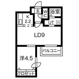パーチェ豊平 4階1LDKの間取り