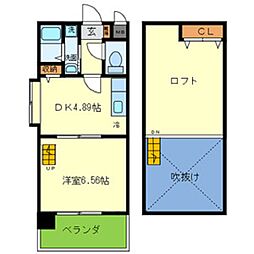 グレース黒崎 8階1DKの間取り