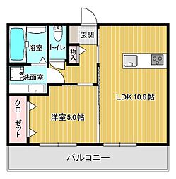 パークヴィラ杉水III 3階1LDKの間取り