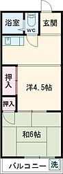 美紀ビル 2階2DKの間取り