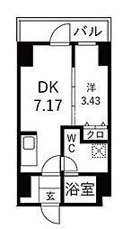 ＴＲＡＤＩＳ森下 3階1DKの間取り