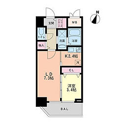 セレニテ神戸元町 5階1LDKの間取り