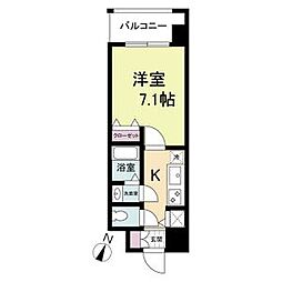 KDXレジデンス三宮 4階ワンルームの間取り