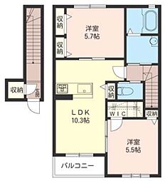JR両毛線 新前橋駅 徒歩35分の賃貸アパート 2階2LDKの間取り