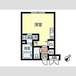 JeekBlau豊平 4階1Kの間取り