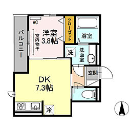 Ａｏｉパレス 2階1DKの間取り