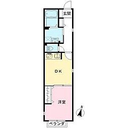 ラビアンローゼ 1階1DKの間取り