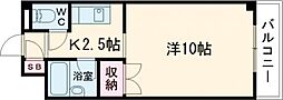 ハマダ矢野ビル 3階1Kの間取り