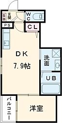 Luna terrace 近大前 1階1DKの間取り