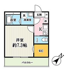 キャメル川越　都B 3階1Kの間取り