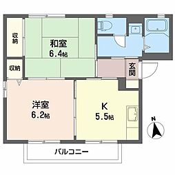 福島交通 笹谷駅 徒歩11分の賃貸アパート 2階2Kの間取り