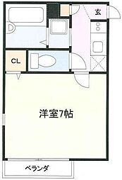 Ｋ．Ｇフラット 2階1Kの間取り