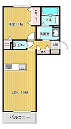 パークヴィラ杉水III 1階1LDKの間取り
