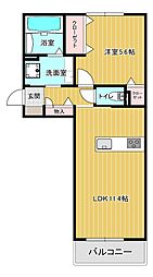 パークヴィラ杉水IV 1階1LDKの間取り