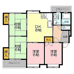 アクスコート宮永 1階4DKの間取り