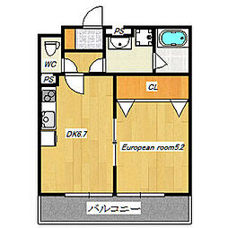 ＫＴＩレジデンス桃山 2階1LDKの間取り