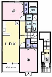 ツイン・パディーA 2LDKの間取図画像