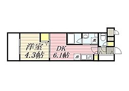 ＨＦ東武練馬レジデンス 2階1DKの間取り