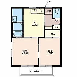 プチメゾンコスギ 2Kの間取図画像