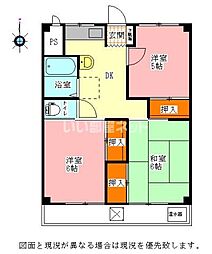 北ノ浜マンション 3DKの間取図画像