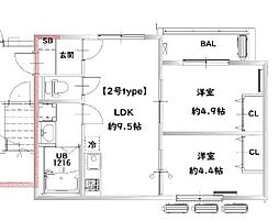D porta iris 3階2LDKの間取り