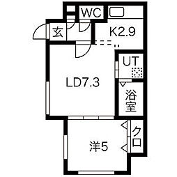 アルページュ平岸 4階1LDKの間取り