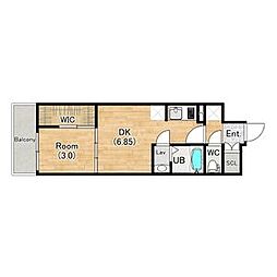 シエーナグランデ四条烏丸 2階1DKの間取り