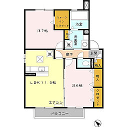 パーク ヒルズ　Ａ 1階2LDKの間取り